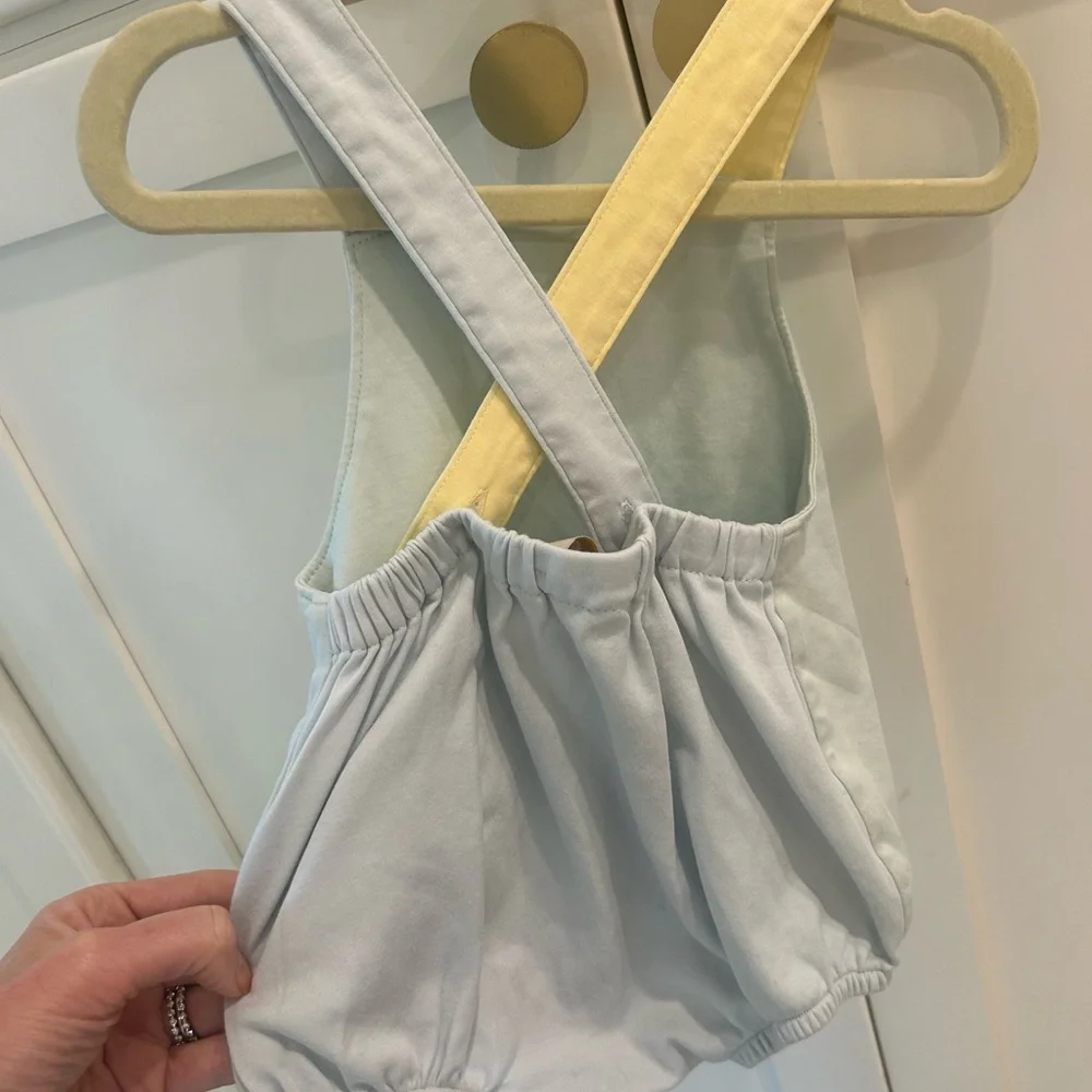 The Beaufort Bonnet Company Light Blue and Yellow sunsuit! 6-12 months! Adorable - Picture 3 of 4
